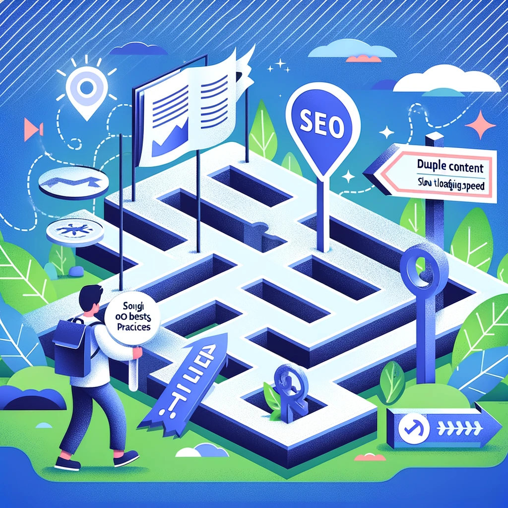 Web developer navigating SEO challenges in blog integration, highlighting the importance of overcoming common pitfalls for optimal website performance